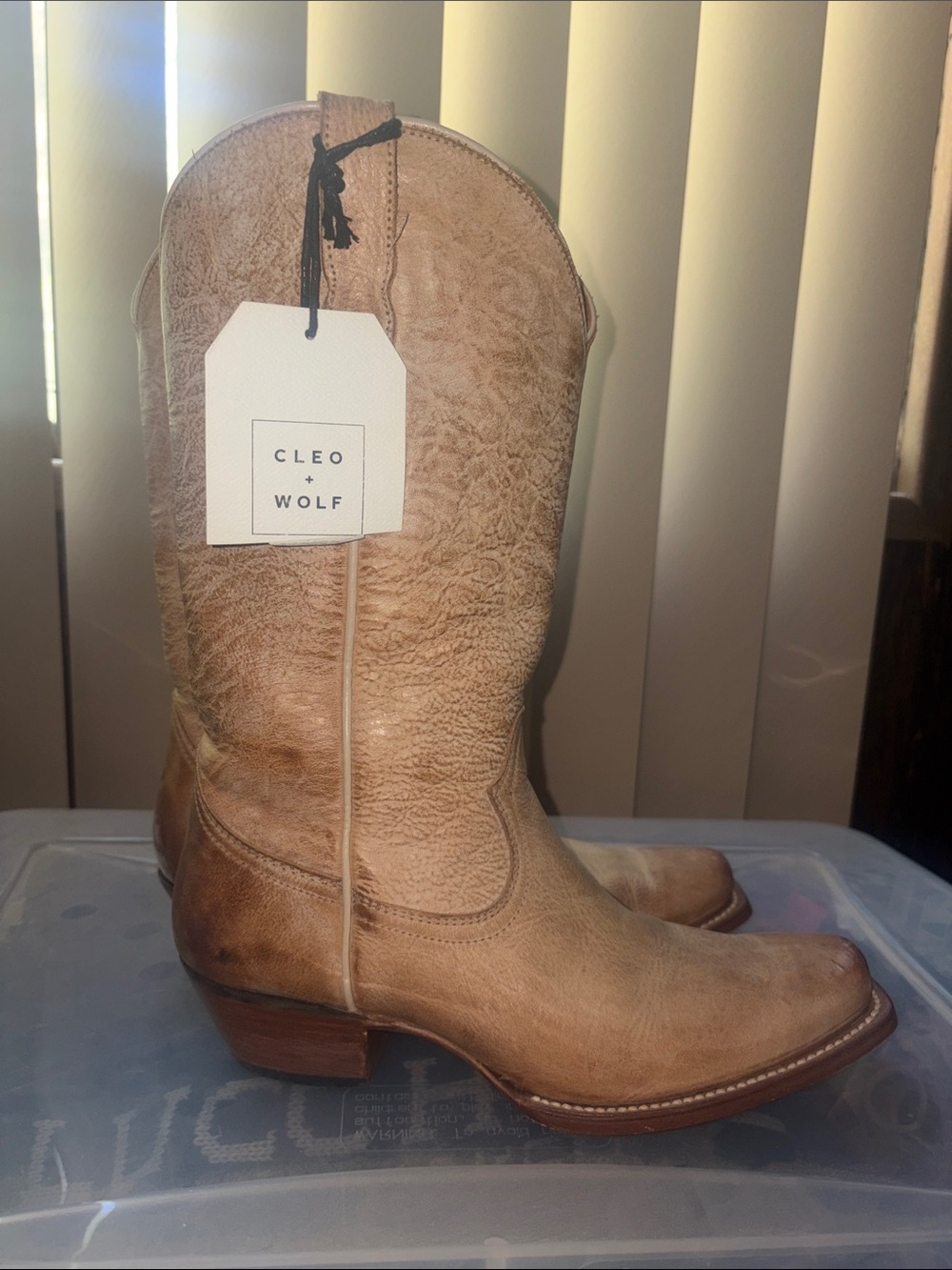Tan Leather Cowboy Boots - Picture 2 of 5